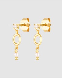 HOUSE OF SLANI - Dainty Gold Pearl Luna Earrings