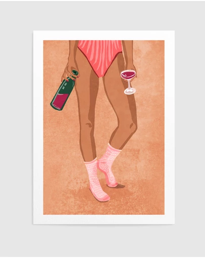 Olive et Oriel - Wine And Socks by Raissa Oltmanns Art Print