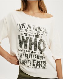 Cotton On - Lcn Music Off Shoulder Boxy Graphic Tee