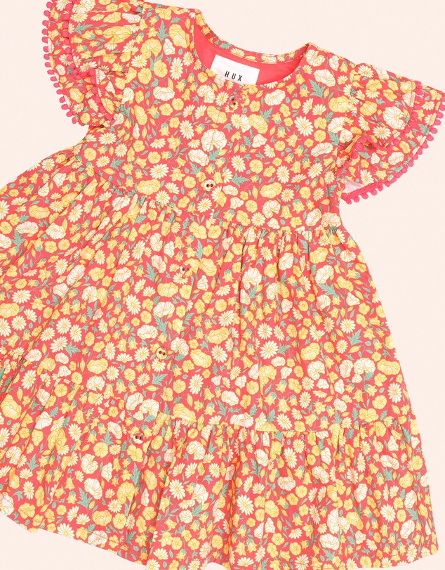 Huxbaby - Nautical Floral Tiered Dress - Babies-Teens
