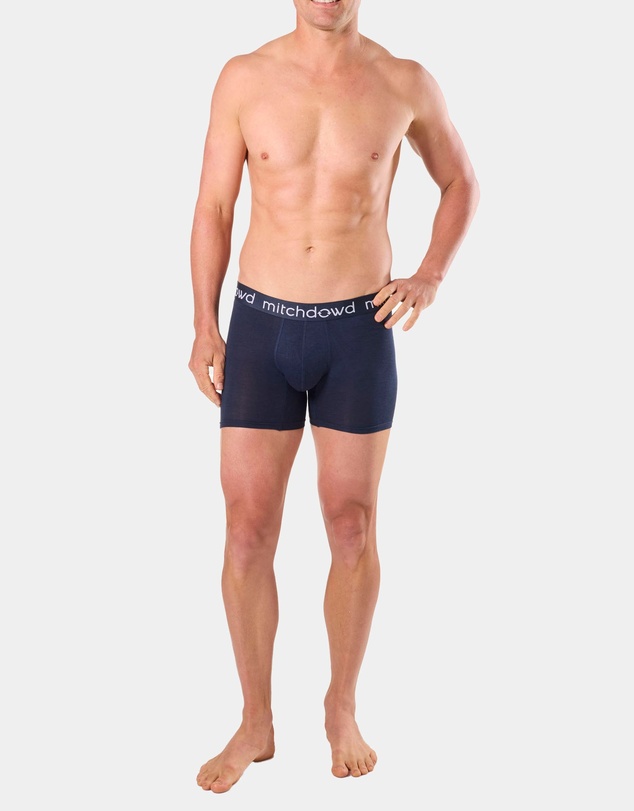 Mitch Dowd - Mens Bamboo Comfort Long Leg Trunk 3 Pack - Navy