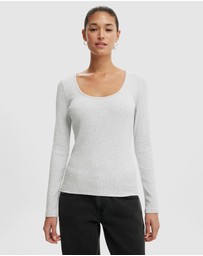 Cotton On - Scoop Neck Rib Long Sleeve Top