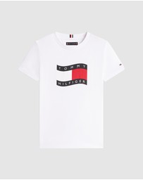 Tommy Hilfiger - Boys Wavy Flag Jersey Crew Neck T-Shirt - Teens