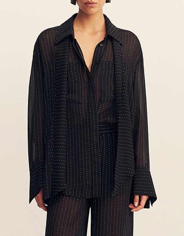 Shona Joy - Irving Polka Dot Sheer Shirt