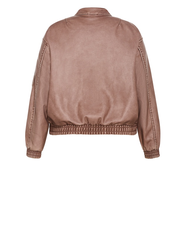City Chic - Plus size Blaze Faux Leather Bomber - chestnut