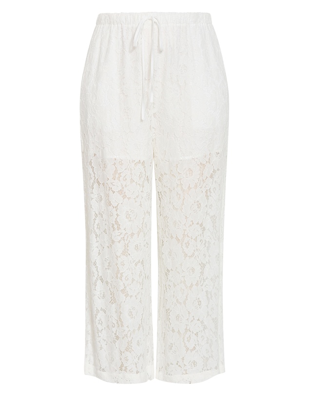 City Chic - Plus size Lani Lace Pant - ivory