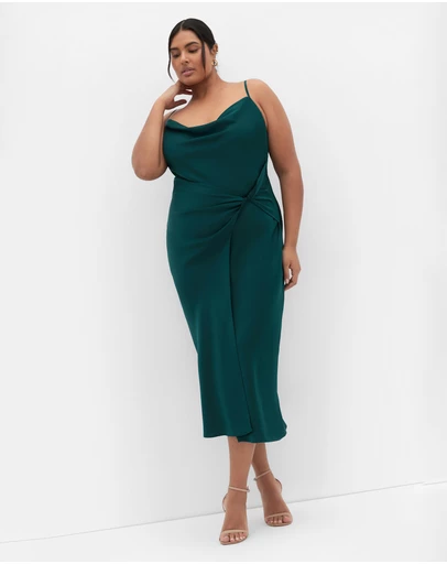 City Chic - Plus size Adelina Twist Slip Dress - emerald
