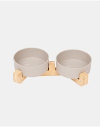 Mog & Bone - Double Bamboo Cat Bowl Mocha