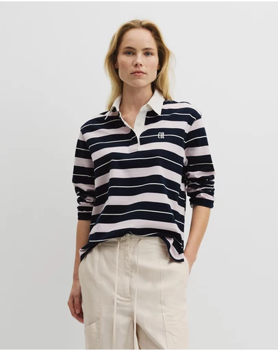 Country Road - Australian Cotton Stripe Rugby Polo Sweat