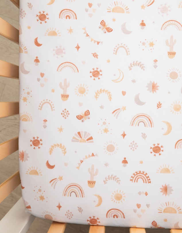 Living Textiles - 2 Pack Organic Cot Fitted Sheet - Bohemian Bliss
