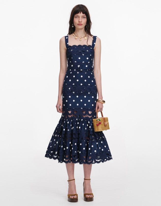 Self Portrait - Polka Dot Linen Midi Dress