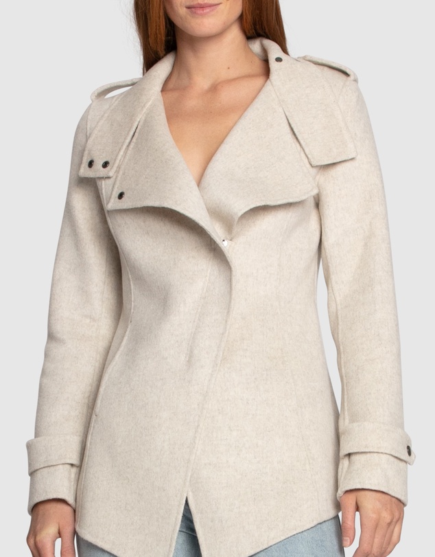 Belle & Bloom - Bad Girl Wool Blend Moto Coat - Oat Marle