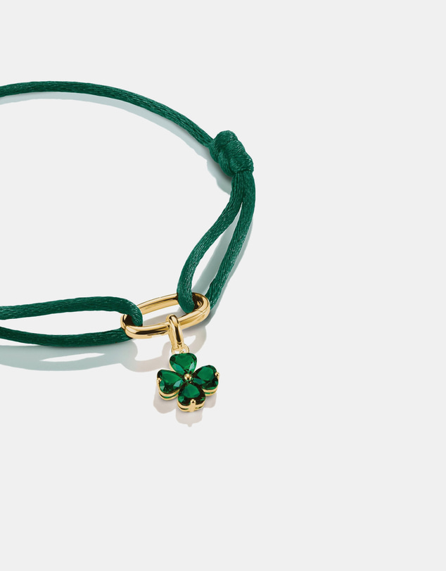 THOMAS SABO - Gold-Plated Four-Leaf Clover Charm with Green Heart-Cut Stones