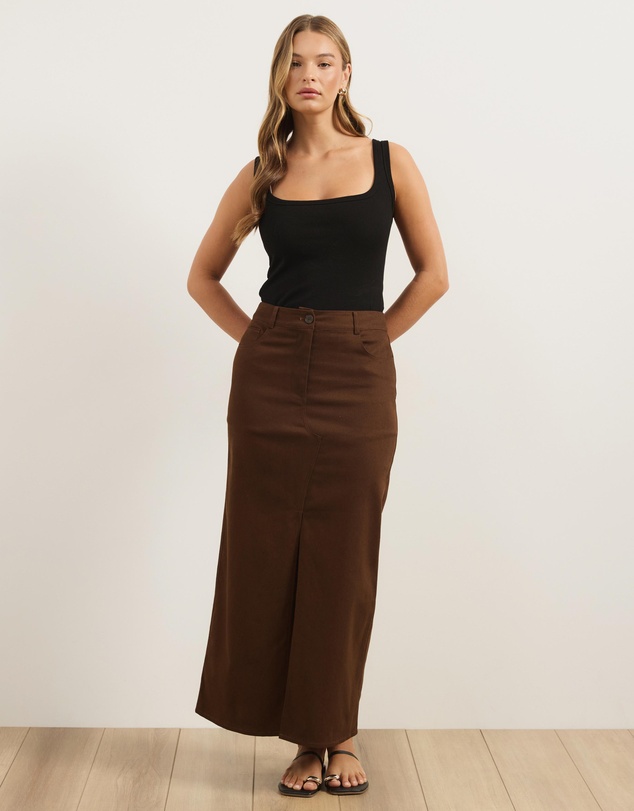 Atmos&Here - Cece Cotton Twill Maxi Skirt
