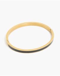 Lovisa - Waterproof Gold Plated Stainless Steel Thick Black Enamel Hinged Bangle