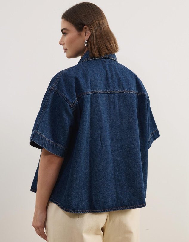 Atmos&Here Curvy - Mona SS Denim Shirt