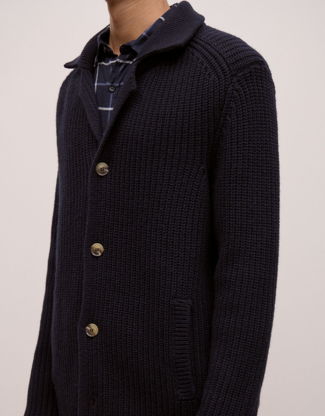 Trenery - Merino Lapel Cardigan in Navy