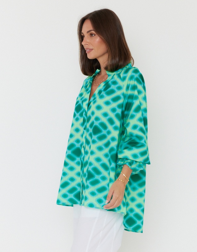 ALEXANDRA - Meeka Blouse Emerald Crosshatch