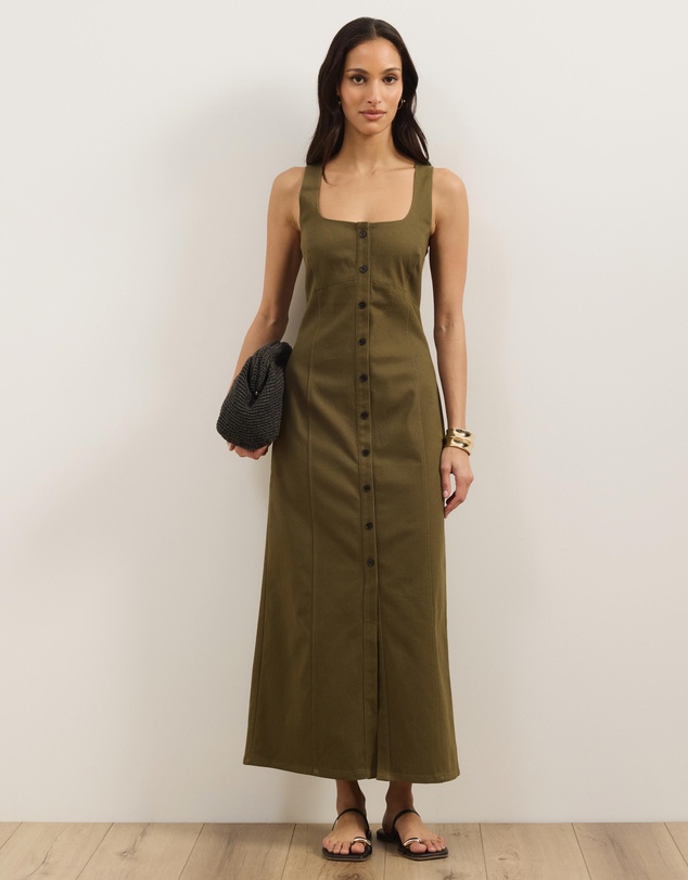 Atmos&Here - Cece Cotton Twill Maxi Dress