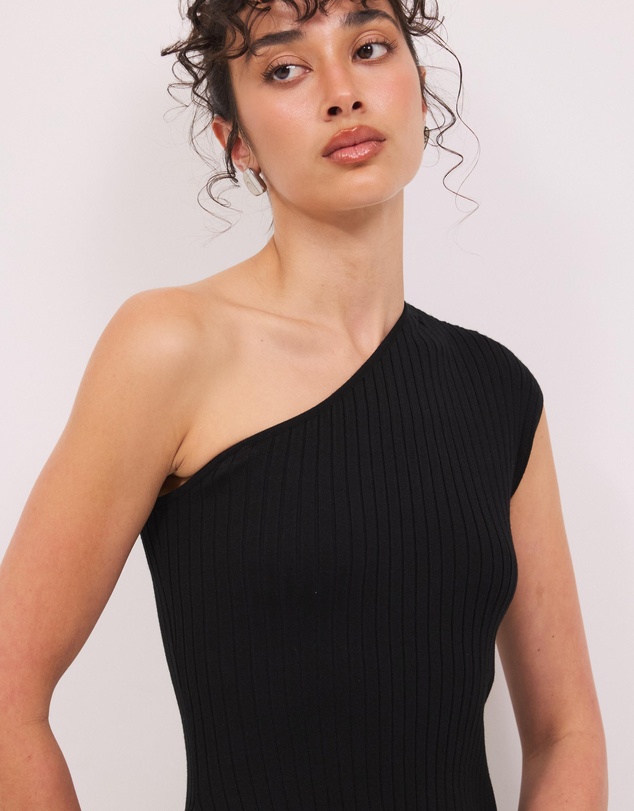 Calli - Ada One Shoulder Knitted Midi Dress