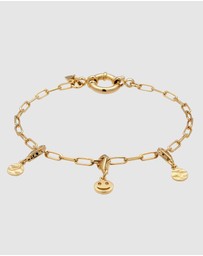 Kuzzoi - ICONIC EXCLUSIVE - Bracelet Male Smiling Face Long Link Chain 925 Sterling Silver Gold Plated