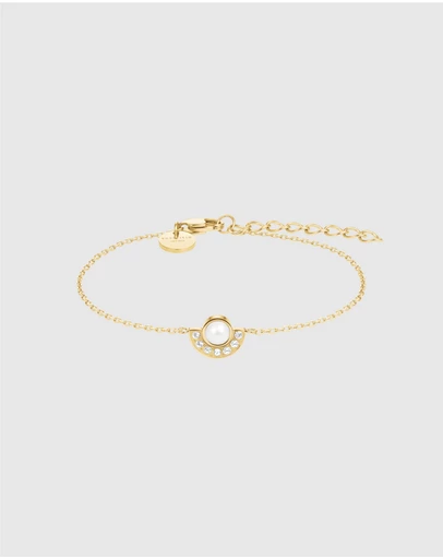 Rosefield - Modern Pearl Circle Gold-Tone Bracelet