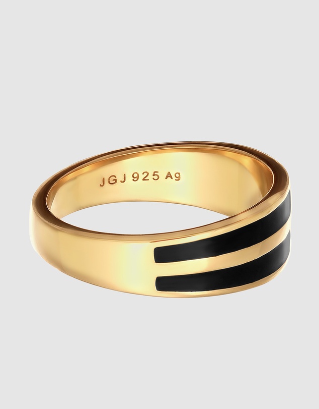 Kuzzoi - ICONIC EXCLUSIVE - Enamel Band Ring in Gold-Plated 925 Sterling Silver