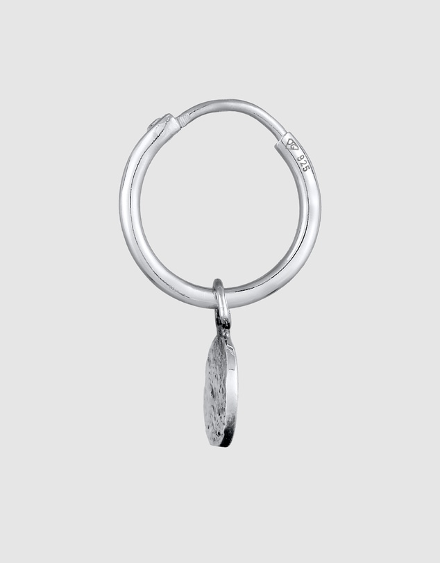 Kuzzoi - ICONIC EXCLUSIVE - Earrings Men Creoles Platelet Pendant Organic Single Piece in 925 sterling silver