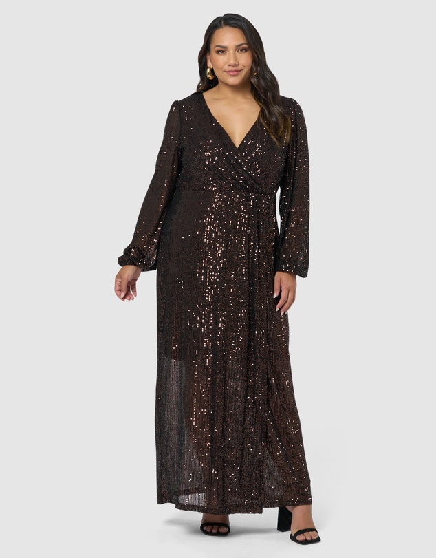 Pink Dusk by Curve Project - All I Want Sequin Maxi Dress