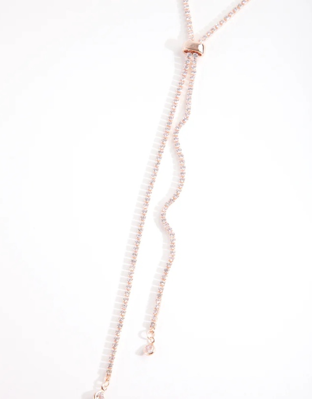 Lovisa - Cubic Zirconia Rose Gold Lariat Necklace