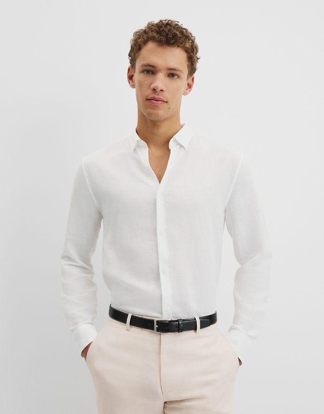 Country Road - Long Sleeve Slim Linen Cotton Shirt