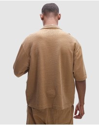 Topman - Boxy Fit Button Through Jersey Shirt With Stripe