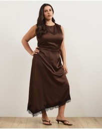 Atmos&Here Curvy - Quinn Satin Midi Dress with Lace Trim