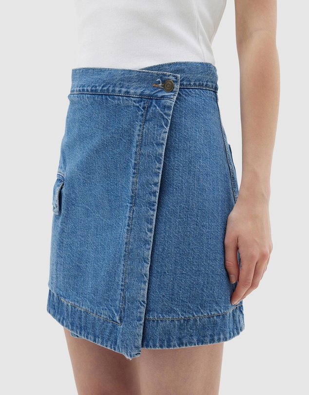 Bassike - Denim Wrap Mini Skirt