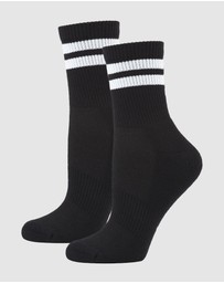 Pussyfoot - 6 Pack Unisex Striped Sport Quarter Crew Socks Bamboo Blend & Arch Support