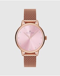 August Berg - Serenity Petite Rose Gold Blossom Pink Mesh 28mm