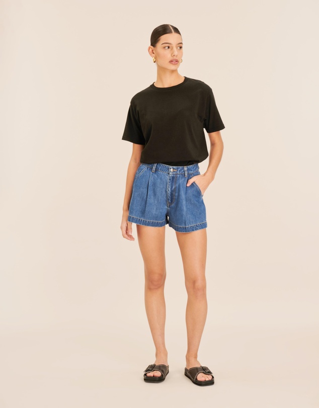 AERE - Pleated Denim Shorts