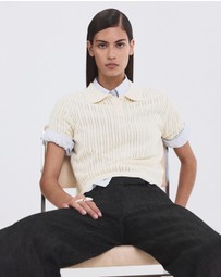 M.N.G - Openwork Knitted Polo-Neck Sweater