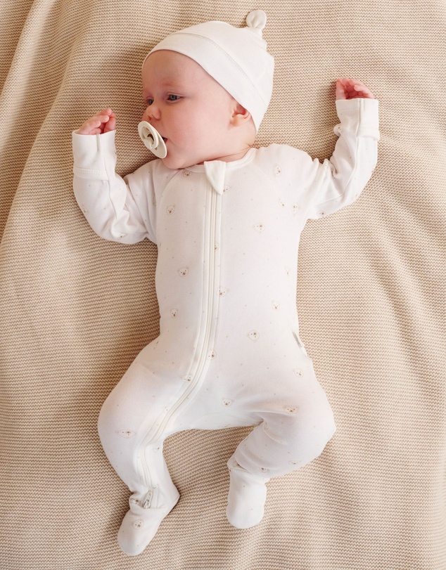 Purebaby - Zip Growsuit & Hat Set-Babies