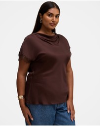 Forever New Curve - Tate Curve Lace Trim Top