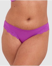Bras N Things - Nkd High Leg Lace Brazilian Knicker - Purple