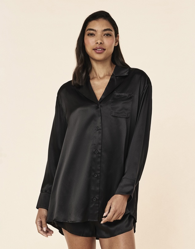 Papinelle - Audrey Mulberry Silk Boyfriend Shirt