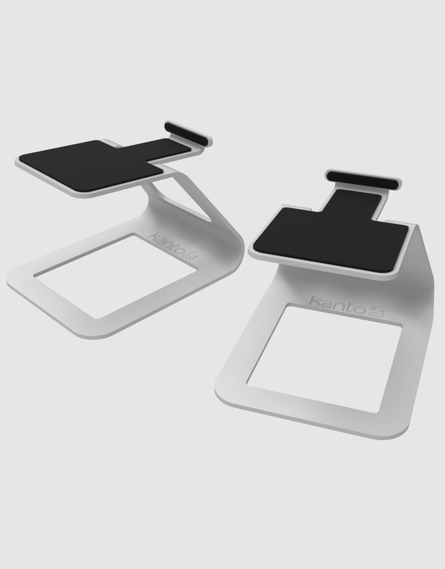 iWorld - Kanto SE2W Elevated Desktop Speaker Stands for Small Speakers - Pair, White