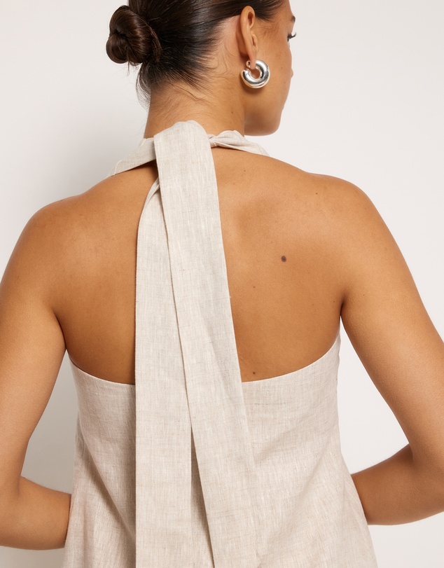 AERE - Indigo Linen Halter Top