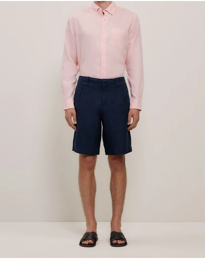 Trenery - Yarn Dyed Linen Relaxed Short in Navy