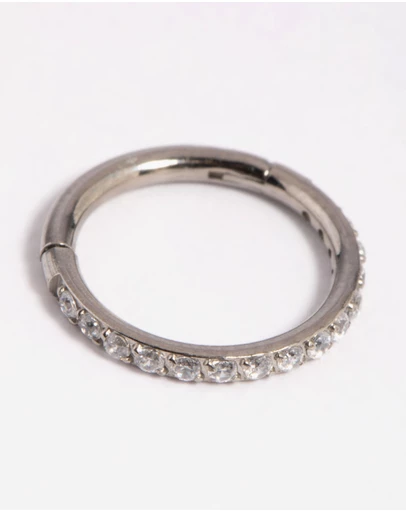 Lovisa - Titanium Cubic Zirconia Pave Clicker Ring
