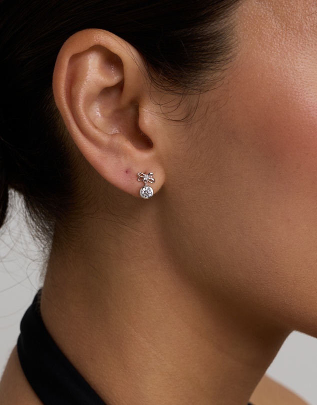 Michael Hill - Bow and Bauble Christmas Stud Earrings with Cubic Zirconia in Sterling Silver