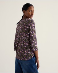 Seasalt - Seasalt Cornwall Purple Barnoon 3/4 Sleeve Jersey Top
