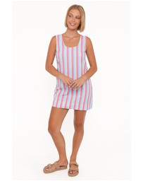 Petal & Pup - Benito Mini Dress - Aqua Pink Stripe