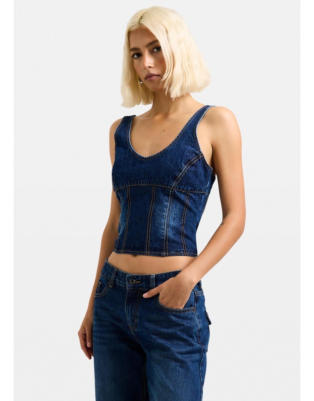 Neon Hart - Greta Panel Denim Top